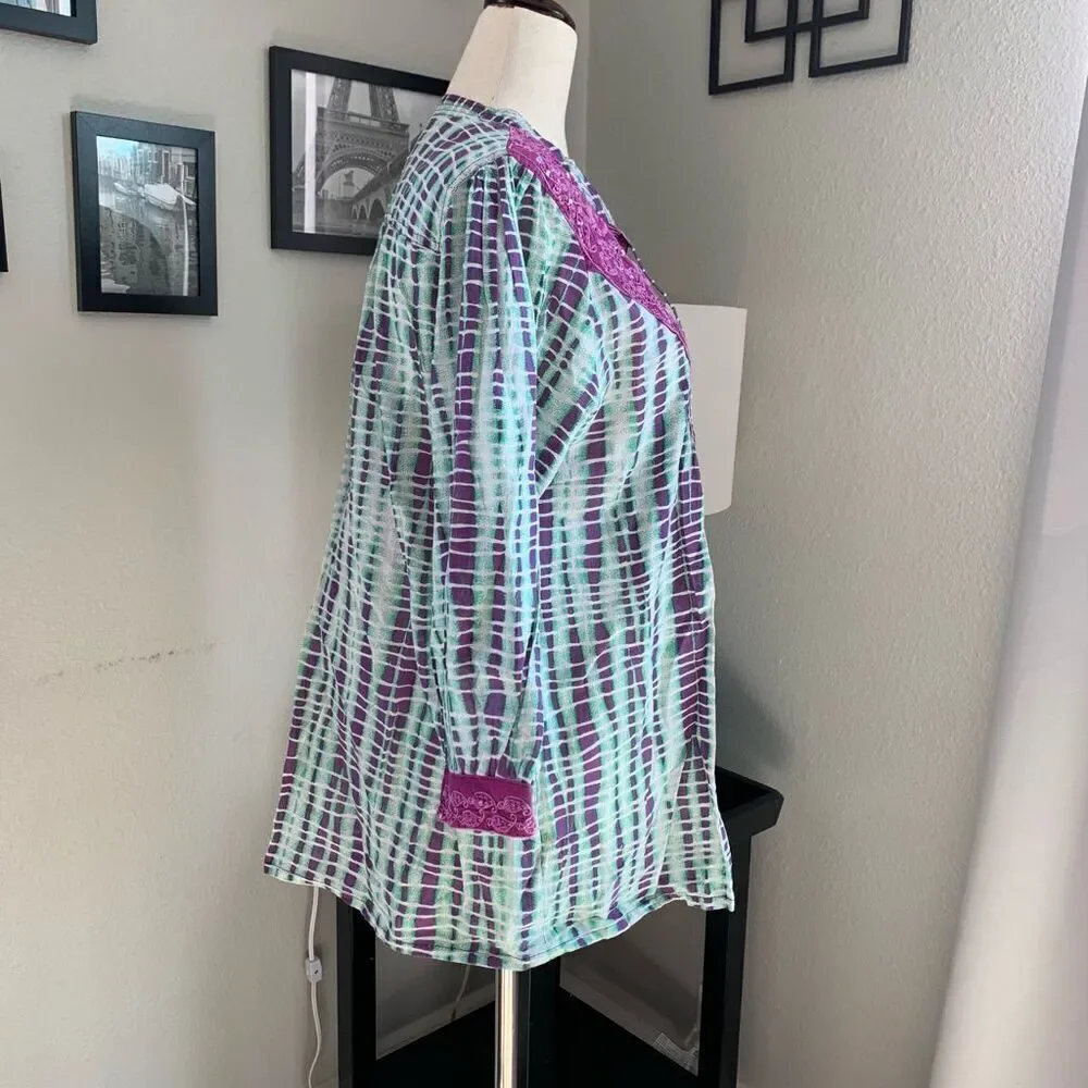 Letarte Handmade embellished tunic style top size medium
